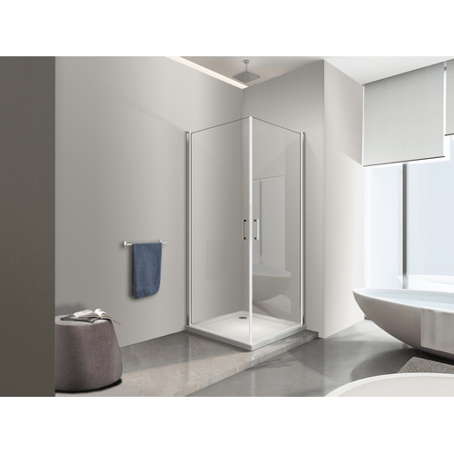 Box Doccia Doppio Battente Angolare Vetro Temperato 8 mm Easy-clean Reversibile 86,5-88,5 x 86,5-88,5 H 200 cm