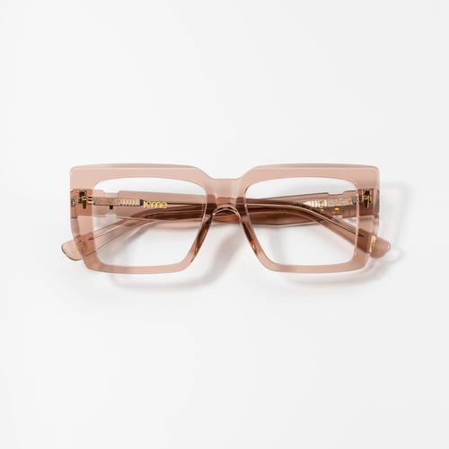 Kyme Eyewear Kyme Thalia Transparent Gold Sunglasses - Handmade Geometric Italian Eyewear.  Color Transparent Gold, Size Medium