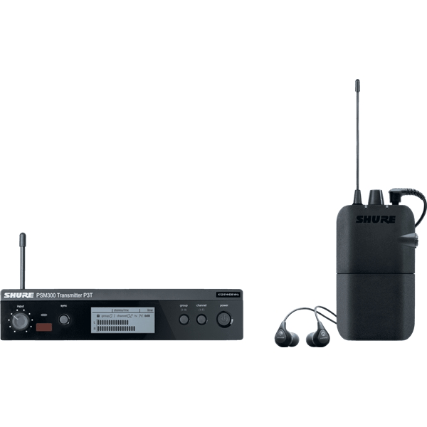 Shure P3TER112GR trasmettitore P3TE, ricevitore P3R, auricolari SE112. (L19)