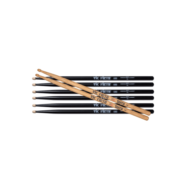 Vic Firth PVF 3 Pair 5AB + 1 Pair 5AT Terra Free