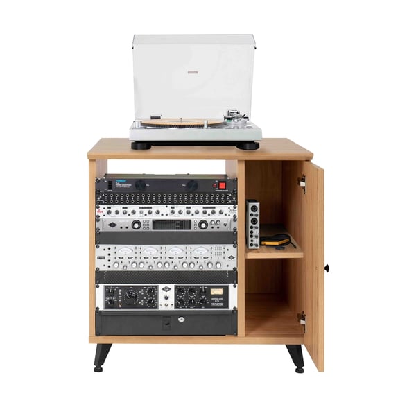 Gator Frameworks GFW-ELITESIDECAR-MPL Mobile rack sidecar cabinet in legno con finitura acero naturale opaca<br>