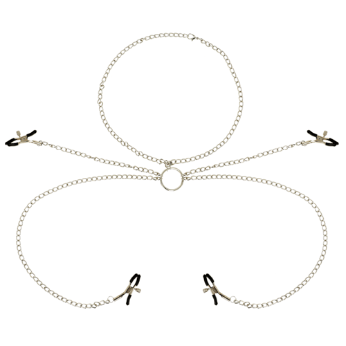 OHMAMA FETISH 4 PINZAS PEZONES CON COLLAR DE CADENAS