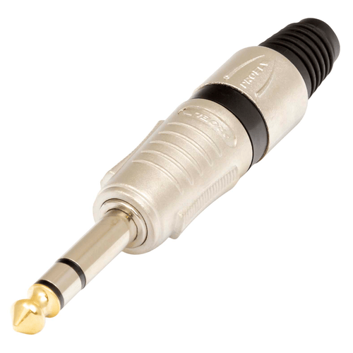 PROEL STAGE Connettore professionale jack stereo 6,3 mm  1/4. Colore: Argento con anello nero.