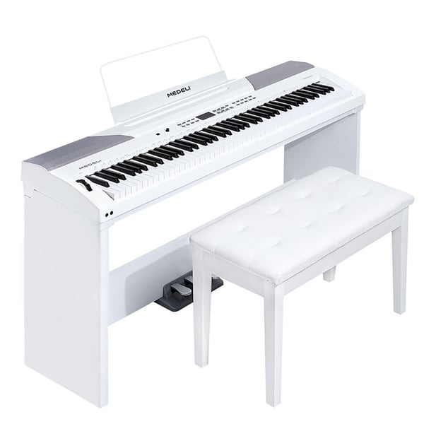 MEDELI Stage piano a 88 tasti con tastiera hammer action e finitura di colore bianco