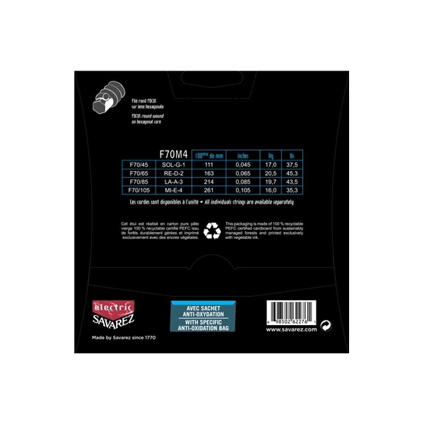 Savarez F70M4 Corde Focus per Basso Elettrico 45-105, Set/4