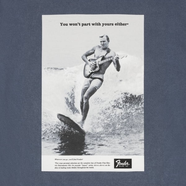 FENDER T-shirt Vintage Ad Surfer Tee, Ocean XL