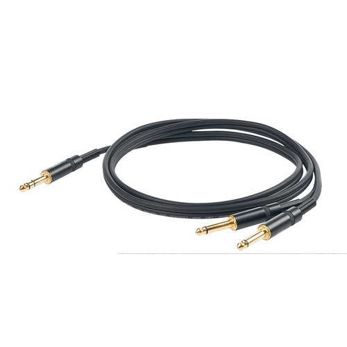 PROEL STAGE Cavo audio professionale 'INSERT' con connessioni spina jack Stereo 6.3mm YongSheng - 2 x spina jack Mono 6.3mm YongSheng. Colore disponibile: BK