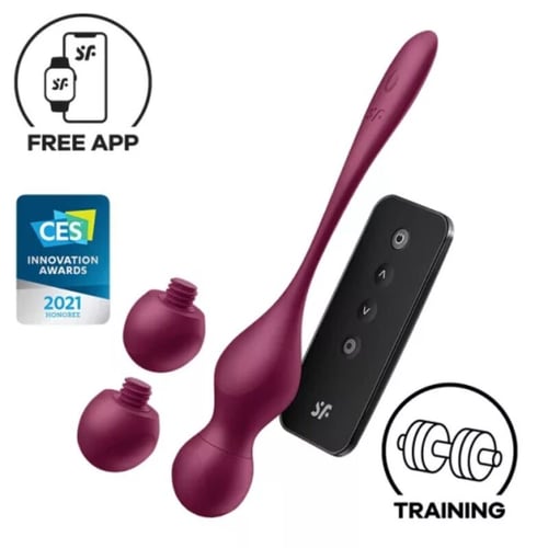 SATISFYER VIBRATOR SATISFYER - LOVE BIRDS VARY SFERE VIBRANTI APP GRATUITA WINE ROSSO