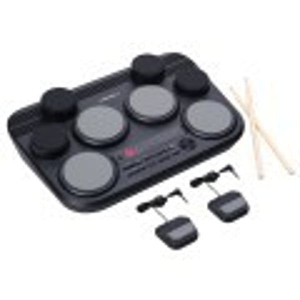 MEDELI Drum kit portatile con 8 pad in gomma sensibili al tocco e 2 pedali