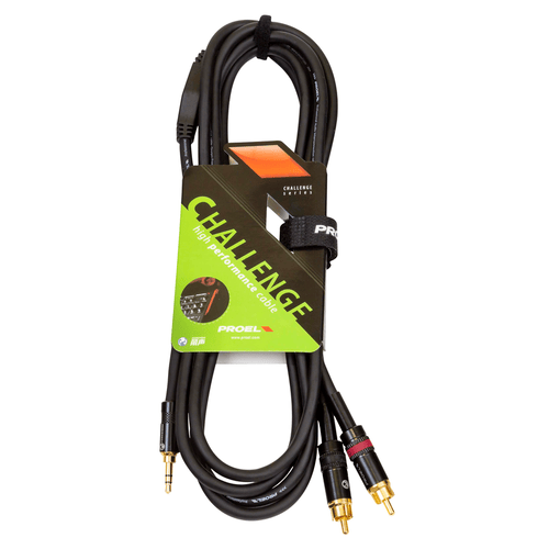 PROEL STAGE Cavo audio professionale "Y" con connessioni jack Stereo Ø 3.5 mm Yongsheng (cavo 16 cm) - 2 x spina RCA Yongsheng. Lunghezza: 10 metri. Colore disponibile: Nero. Altre lunghezze disponibili: visualizzare le specifiche tecniche