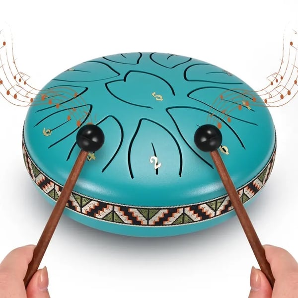 EXTREME TAMBURO ARMONICO 11 TONI STEEL TONGUE DRUM 6″ TANK DRUM 15,7CM COLORE BLU ELETTRICO