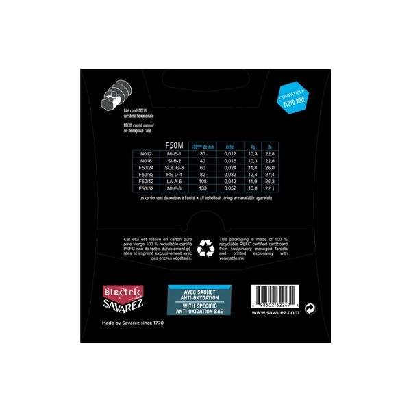 Savarez F50M Corde Focus per Chitarra Elettrica 12-52, Set/6