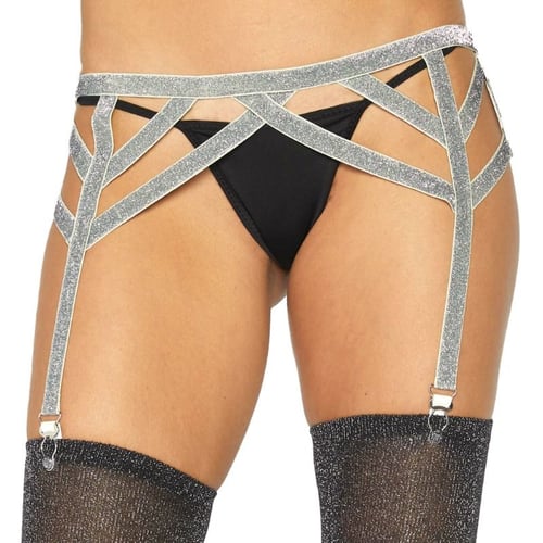 LEG AVENUE ACCESSORIES LEG AVENUE - CINTURA ELASTICA IN LUREX ARGENTO TAGLIA UNICA