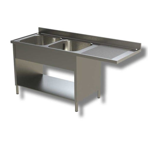 Lavello 160x60x85 acciaio inox 430 su fianchi ripiano vano lavastoviglie RS4999