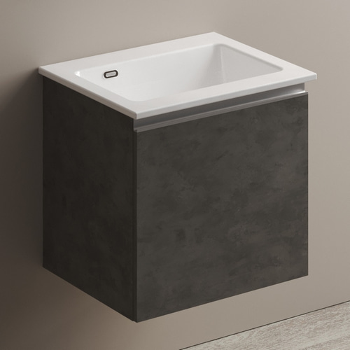 MOBILE LAVATOIO SOSPESO CON LAVABO IN CERAMICA E MANIGLIA A GOLA