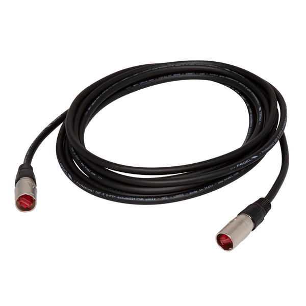 PROEL STAGE Cavo professionale PROEL LAN5S  Cat. 5e S-FTP - PUR, assemblato con connettori schermati RJ45 HIROSE serie TM21DP di alta qualità e gusci NEUTRIK NE8MC1. Lughezza 5,0 m. Altre lunghezze disponibili: visualizzare le specifiche tecniche