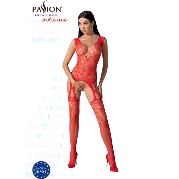 PASSION - BS099 BODYSTOCKING ROJO TALLA UNICA