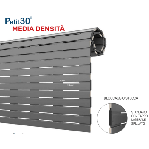 Tapparelle Alluminio Coibentato Media Densità Foro Largo Stecche Piatte 8.5x30 Petit 30