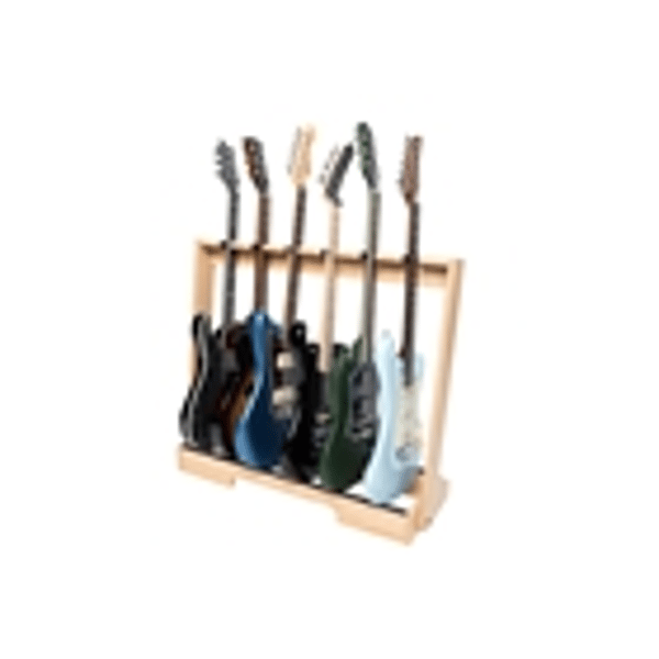 Gator Frameworks GFW-GTR-WD6RK-MPL Supporto in legno per 6 chitarre con finitura in acero naturale<br>