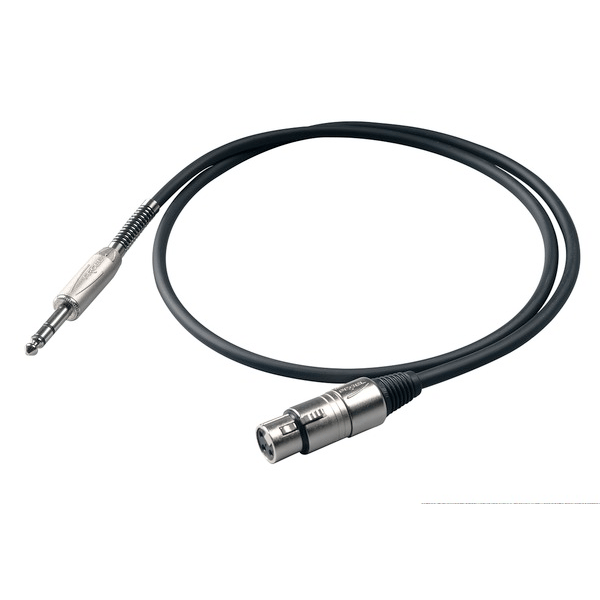 PROEL STAGE Cavo professionale bilanciato con connessioni spina jack Stereo Ø 6.3 mm PROEL - presa volante XLR 3P PROEL/ S5CPRO - HPC225 - XLR3FVPRO. Lunghezza: 0.5 metri. Colore disponibile: Nero. Altre lunghezze disponibili: visualizzare le specifiche tecniche