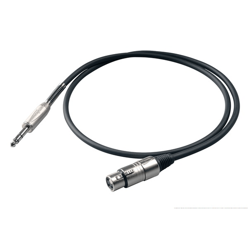 PROEL STAGE Cavo professionale bilanciato con connessioni spina jack Stereo 6.3 mm PROEL - presa volante XLR 3P PROEL / SC5PRO - HPC225 - XLR3FVPRO. Colore diponibile: BK.