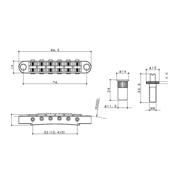 GOTOH Ponte Tune-o-matic per LP e Semiacustica (Cromato)