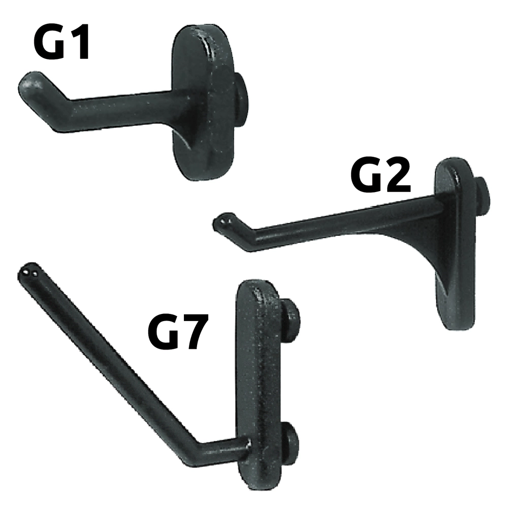 GANCIO IN NYLON PER PANNELLI PORTAUTENSILI G1 - pz 10. Modello G1 - pz 10