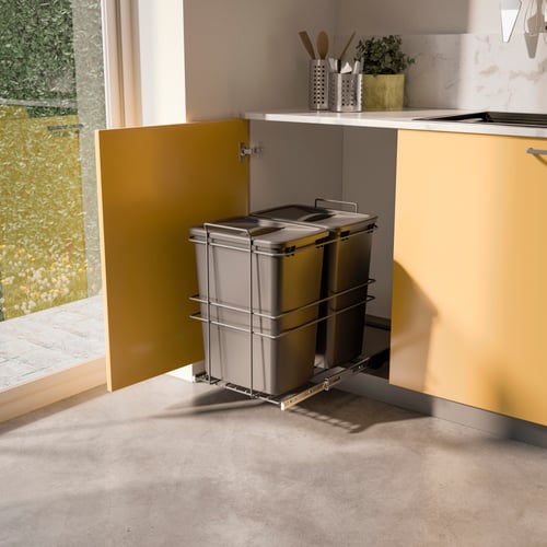 Pattumiera per differenziata Recycle da cucina, 2 x 35 L, fissaggio sul fondo ed estrazione manuale