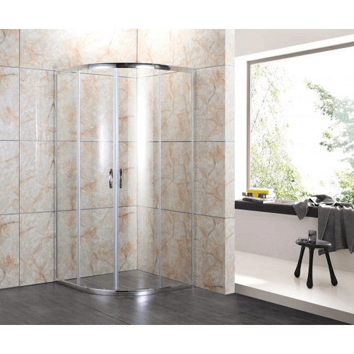 Box Doccia Semicircolare Vetro Trasparente Anticalcare Temperato 4 MM Apertura Angolare Doppio Scorrevole