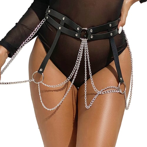 SUBBLIME FETISH SUBBLIME - ANELLO IN PELLE CATENA ??CINTURA NERA TAGLIA UNICA