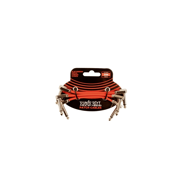 Ernie Ball 6401 Flat Ribbon Patch Cable Red 7,62cm 3-Pk