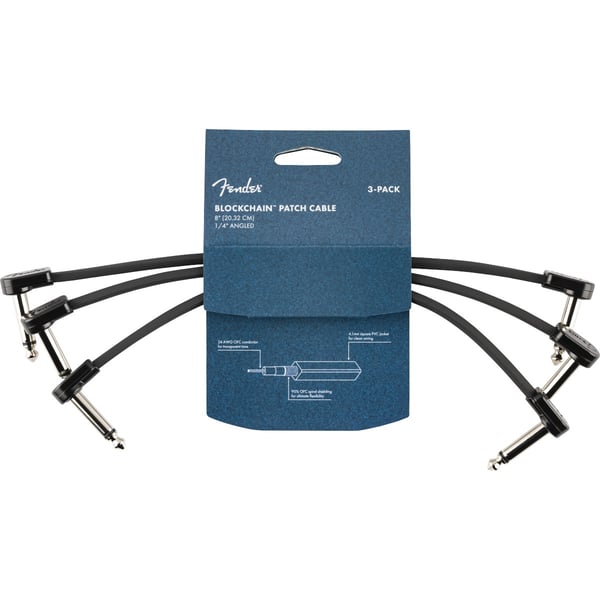 Pack da 3 cavi Patch Fender Blockchain 8", Angled/Angled