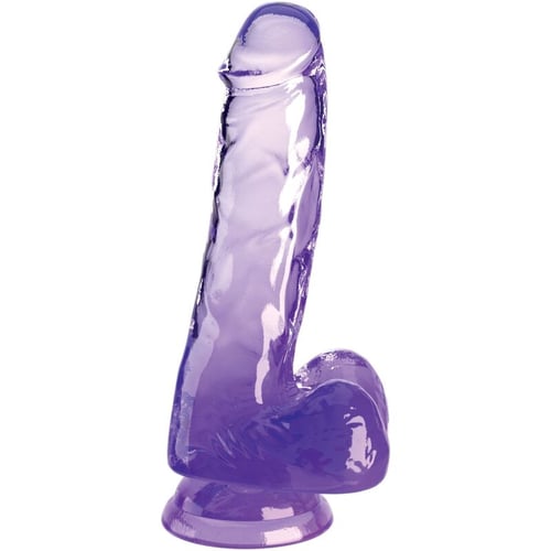 KING COCK CLEAR - REALISTISCHER PENIS MIT 13,5 CM EIER, LILA