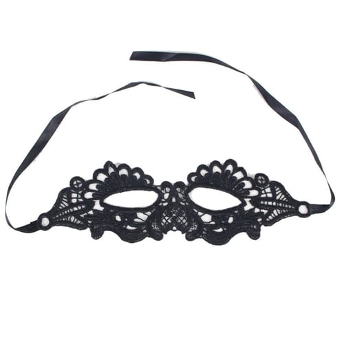 QUEEN LINGERIE ENCHANTING BLACK LACE EYE MASK ONE SIZE