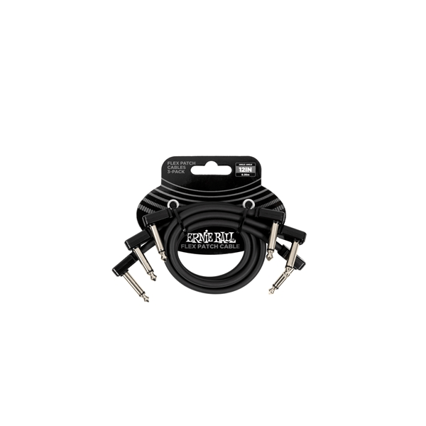 Ernie Ball 6445 Flex Patch Cable Black 30cm 3pk