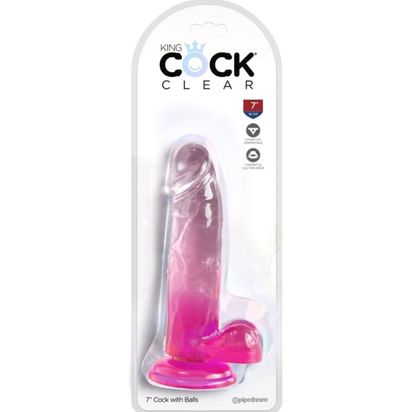KING COCK CLEAR - PÉNIS RÉALISTE AVEC BOULES 15,2 CM ROSE