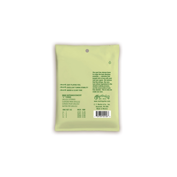 Martin &amp; Co. M600 Ukulele Strings Soprano/Concerto Fluorocarbon 19.1-22