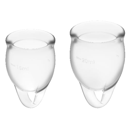 SATISFYER MENSTRUAL CUPS SATISFYER - FEEL CONFIDENT COPPA MESTRUALE TRASPARENTE 15 + 20 ML