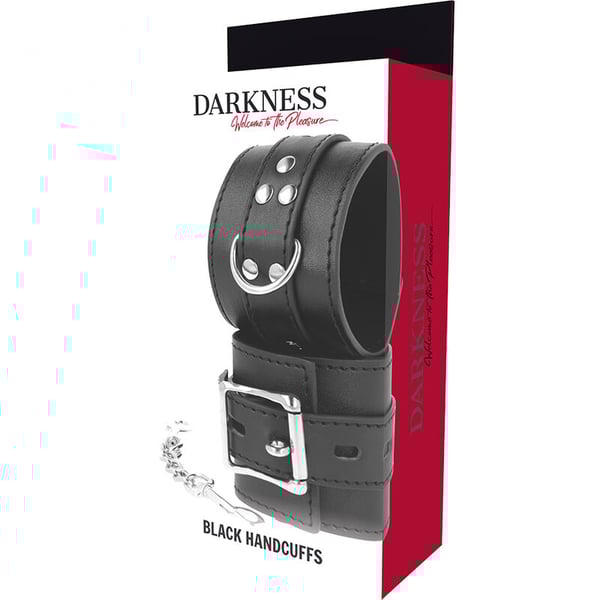 DARKNESS™- BLACK LEATHER HANDCUFFS