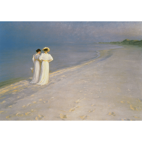 Peder Severin Krøyer Sera d'estate sulla spiaggia meridionale di Skagen con Anna Ancher e Marie Kroyer