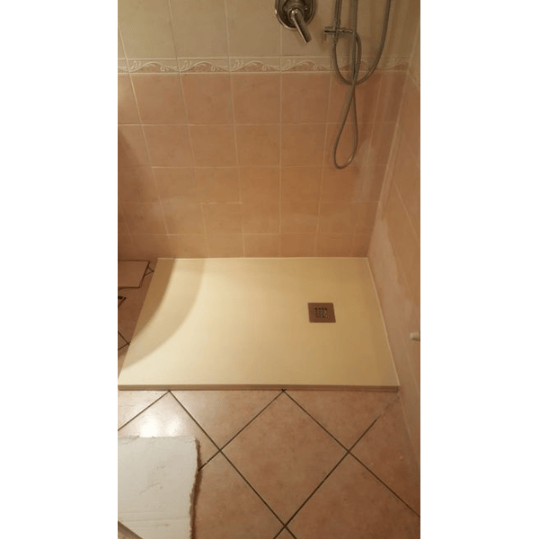 Desio Piatto Doccia 70x90 cm effetto pietra antibatterico da incasso  appoggio sopraelevato in Solidstone Bianco