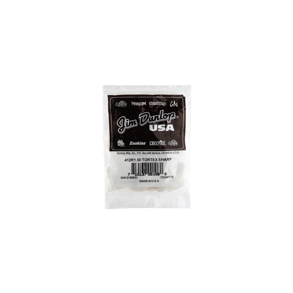 Dunlop 412R1.5 Tortex Sharp White 1.5mm Bag/72