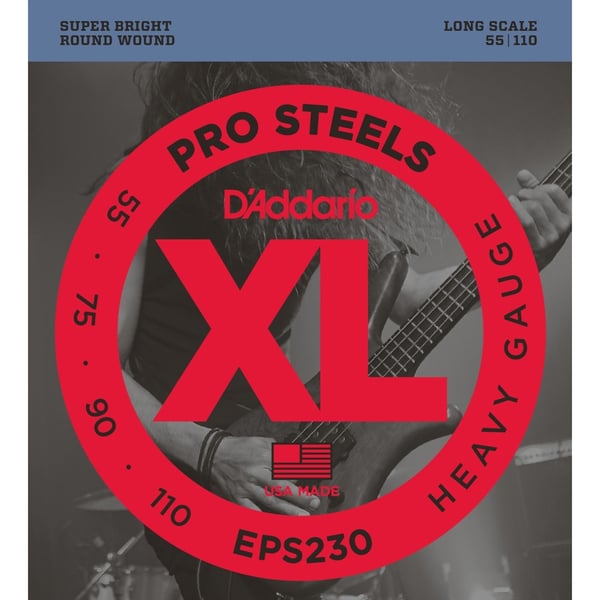 D'ADDARIO ProSteels Bass Guitar Strings, Heavy, 55-110, Long Scale