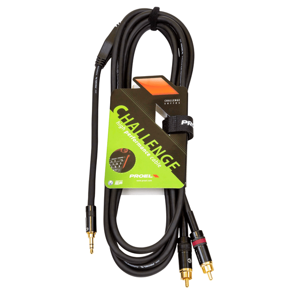 PROEL STAGE Cavo audio professionale "Y" con connessioni jack Stereo Ø 3.5 mm Yongsheng (cavo 16 cm) - 2 x spina RCA Yongsheng. Lunghezza: 10 metri. Colore disponibile: Nero. Altre lunghezze disponibili: visualizzare le specifiche tecniche