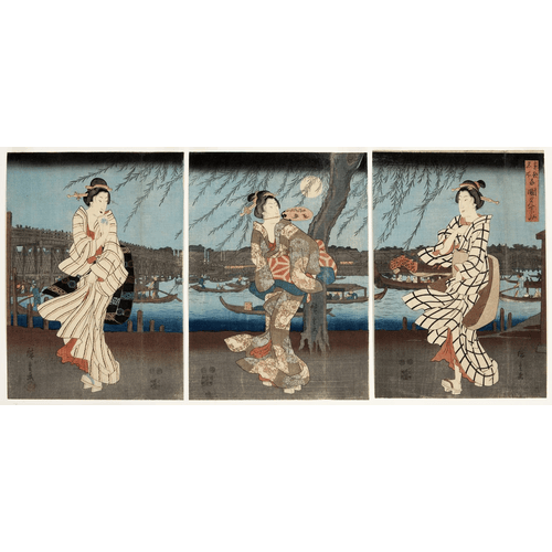 Utagawa Hiroshige Una fresca sera d'estate a Ryogoku