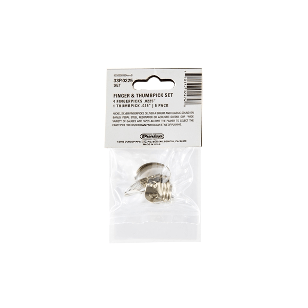 Dunlop 33P N/S 4FINGER & 1THUMB .0225 - PLAYER'S PACK 5 PLETTRI