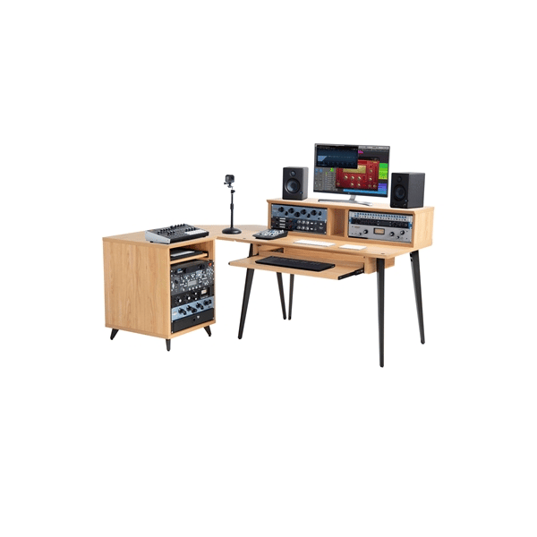Gator Frameworks GFW-ELITEDESK-MPL Scrivania workstation Elite in acero naturale opaco per studi di registrazione e content creator<br>