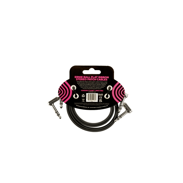 Ernie Ball 6406 Flat Ribbon Stereo Patch Cable 60,96cm 2-Pk