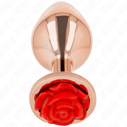KINK PLEASURE PLUGS KINK - PLUG ANALE IN ORO ROSA CON ROSA ROSSA S
