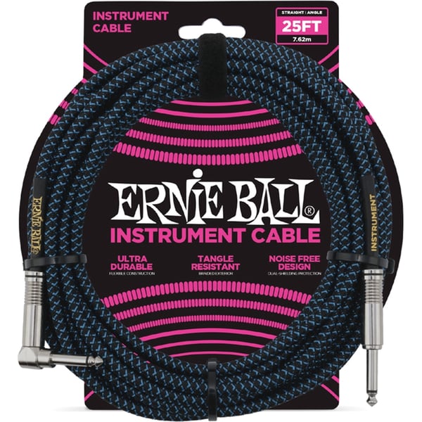 Ernie Ball Cavo intrecciato nero/blu 6060 7,62 m